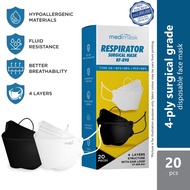 Medimask Surgical Face Masks Respirator Adult KF-B98 - Black &amp; White (20's)