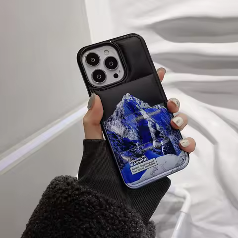 Fashion Down Jacket Phone Case For iPhone 16 15 14 13 12 11 Pro Max XR Mountain Peak Style Cover