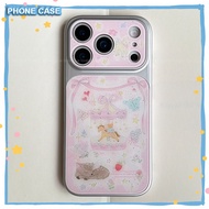 Silver edge Cute Pink Carousel Resin Phone Case for iPhone 17 16 15 14 13 Pro Max Cases Shockproof P