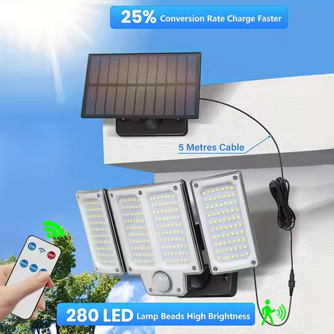 234/280 LED Solar Lights 3 Working Modes Super Bright Motion Sensor Lamp Outdoor IP65 Waterproof Flo
