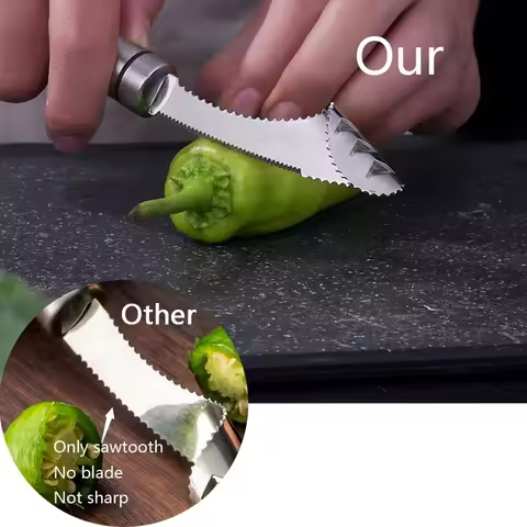 Stainless Steel Corer Chili Corer Bitter Gourd Seed Remover Core Digging Knife Green Pepper Cutter S