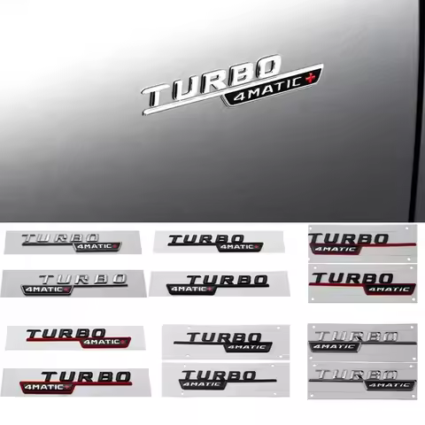 2pcs ABS Car Rear Trunk Emblem Fender Badge Sticker For Mercedes Benz 14-16 TURBO 4MATIC W213 W204 W