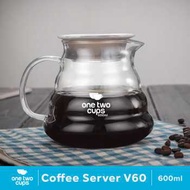 One Two Cups Kopi Coffee Server V60 Drip Pour Over Borosilicate Glass