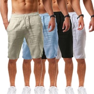 2023 New Men's Cotton Linen Shorts Pants Male Summer Breathable Solid Color Linen Trousers Fitness Streetwear S-5XL
