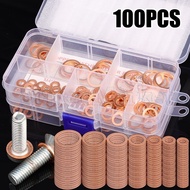 100/200PCS Car Oil Drain Plug Gaskets - Oil Pan Sealing Washers - M4-M14 Copper Pads Ring - High Tem