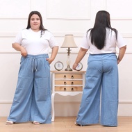 KULOT JEANS JUMBO PRODUKSI SENDIRI (MLXLXXL3L) SNOW TALI SERUT | KULOT LIPAT JEANS PINGANG FULL KARE