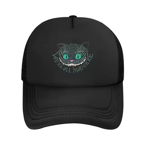 Cheshire Cat - We're All Mad Here Alice In Wonderland Trucker Hat Unisex Hats Sun Hat Adjustable Mes