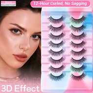 Full Strip False Eyelashes 10 pairs Cat Eye Lashes Faux Mink Lashes Natural Look Wispy Lashes Fluffy