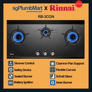 Rinnai x sgPlumbMart RB-3CGN 3 Burner Inner Flamge Glass Gas Hob