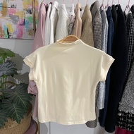 Beige batwing sleeve cotton plain top