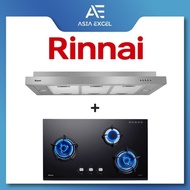 RINNAI RH-S269-SSR 90CM STAINLESS STEEL SLIMLINE HOOD + RINNAI RB-93UG 3 BURNER GLASS GAS HOB