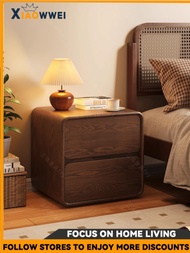 XIAOWWEI Bedside Table 2025 New Bedroom Bedside Cabinet Simple Modern Solid Wood Bedside Storage Cab