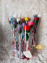 Buket Bunga Mawar Flanel Bungkus Plastik Satuan ABN 040 Single Flower