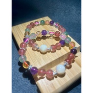 Multiple colour Strawberry Quarts deisgn bracelet - 8mm
