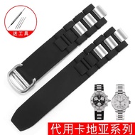 Original Convex Rubber Strap Men Silicone Watch Strap Suitable for Cartier 21st Century Series Watch