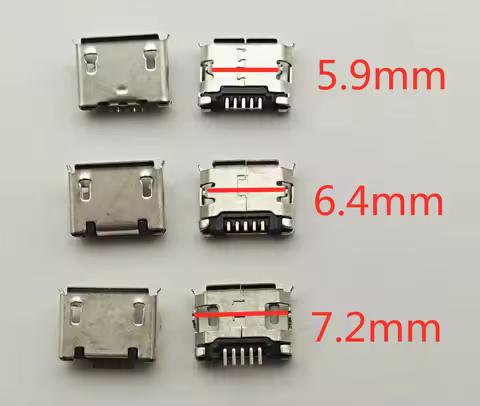 50pcs Micro USB mini Connector 5pin 5.9mm 6.4mm 7.2mm short needle 5P DIP2 Data port Charging port f