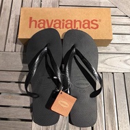 Havaianas Unisex Classic Black Rubber Slippers Anti-Slip Summer Sandals Comfortable Casual Slip-On S