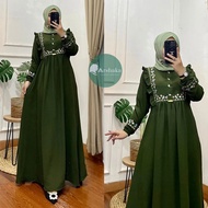 Gamis Terbaru Lebaran 2023 Bahan Crinkle Airflow Premium / Gamis Polos  Crinkle Bordir Bunga Cantik