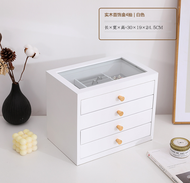 IIKKPP ตู้เก็บเครื่องประดับ ไม้สัก กล่องเก็บสร้อยคอ แหวนสร้อยข้อมือ กล่องนาฬิกา ลิ้นชัก3/4ชั้น ขนาด3