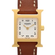 【二手】愛馬仕 HERMES 手錶 H-Watch Mini HH1.101 白色鍍金（GP）皮錶帶 H-Watch Mini 女士二手 A