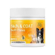 LDECO Cat & Dog Skin & Coat Supplement Soft Chews - Omega 3 & Biotin for Shedding Control Shiny Fur