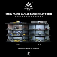 MoreArt 1:64 Four-Storey Steel Frame Style Garage Lighting Diorama ,Car Parking Lot Display&Collecti