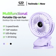 GOOJODOQ 2000 mAh Desktop Fan Mini Portable 720-Degree Adjustable Rechargeable With Stand Clip Fan