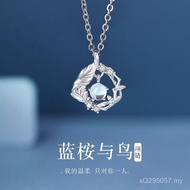 Light Luxury and New Hot-selling Bird Necklace Blue Eucalyptus for Girlfriend S999 Birthday Gift Nic