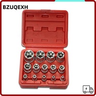 BZUQEXH 14PCS/Set Hexagon Socket Nut Socket, 1/4" 3/8" 1/2" E4-E24 Wrench Head Star Socket Set, Vers