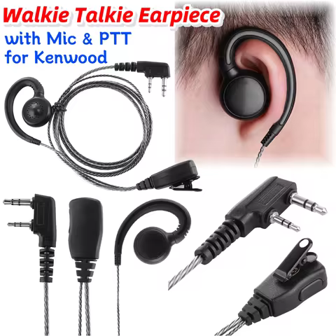 1.2m Earbud Earpiece 180 Swivel 2 Pin Headphone Earpiece for 2 Way Radio Walkie Talkie Accessories f
