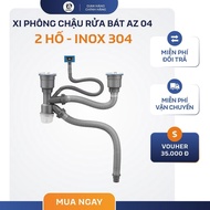 AZ-04 304 Stainless Steel 2-hole Sink Siphon Set, Soft Pipe, Anti-Odor, Sediment Filter, With RO Was