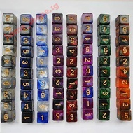 D6 Glossy RPG Dice Set - Vibrant Colored Dice with Gold Numbers (1-6)