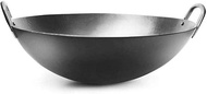 SMLZV Round Bottom Cast Iron Wok Pan,Traditional Hand Hammered Uncoated Iron Pot (Size : 50cm)