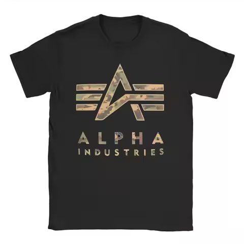 Alpha Industries Peripheral Pattern T-Shirt Men Women Crewneck Pure Cotton T Shirt Brand Short Sleev