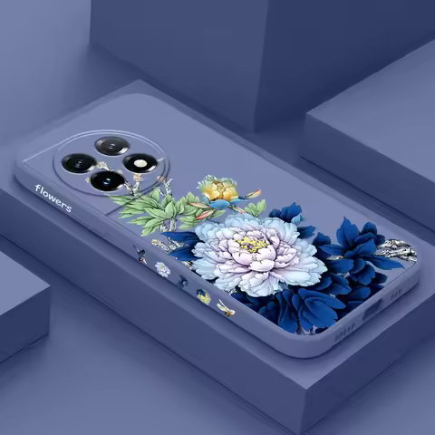 Blue Blossom Phone Case For Oneplus 12 12R 11 11R 10 10R 10T 9R 9RT 9 8T 8 7 7T Pro 5G Liquid Silico