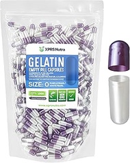 Capsules Express- Size 0 Purple Pearl and White Pearl Empty Gelatin Capsules - Kosher Certified - Gl