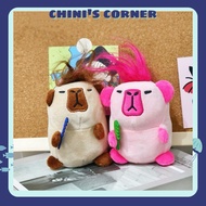 [Keychain] Super funny and funny Capybara teddy bear keychain with hair bunch