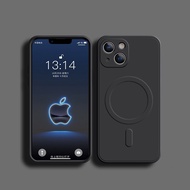 [Woo Fashion Case] เคสแม่เหล็กซิลิโคนเหลวสำหรับ iPhone 12 Pro Max 11 14 X Xs Xr 7 8 Plus 13ไร้สายขนาดเล็กที่ชาร์จฝาหลังเคสมีแม่เหล็กปลอดภัย