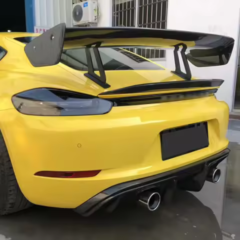 Carbon Fiber Rear Swan Neck Wing Trunk Spoiler for Porsche 718 981 987 Cayman Rear Wing GT Spoiler C