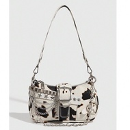 Y2K Fashionable And Versatile Star & Moon Design Unique Silver Millennium Shoulder Chain Crosshttps: