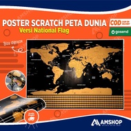 Poster Scratch Map World Map National Flag Version OMHZXZBK Flag