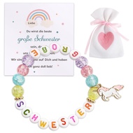 Children Letter Bracelet Acrylic Beads Heart Dripping Oil Letter Beaded Elastic Rope Bracelet Unicor