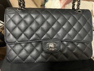 Chanel CF25 classic flap bag 魚子醬包 荔枝皮 銀扣black