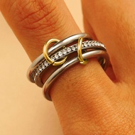 Stainless Steel Three Rings Stack Set For Women Girl Silver Color Zircon Spinelli Kilcollin Ring INS