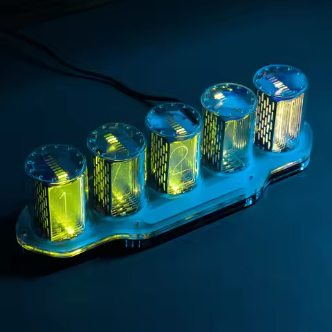 RGB Nixie Tube Clock LED Transparent Acrylic Glow Digital Tube Clocks Electronic Watch Table Clock H