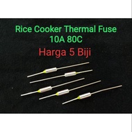 5 biji 10A 80C Rice Cooker Thermal Fuse