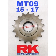 RK Front Sprocket Yamaha  MT09 Tracer 15T / 16T / 17T Spare Part  MT07 MT10 Size 525