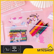 Mte Pencil Case/Cosmetic Pounch Bag Transparent Pencil Motif Unicorn Character Import