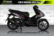 Tem AirBlade AB 125 160 2024 xe đen - mẫu Dayton chỉ hồng nổi bật