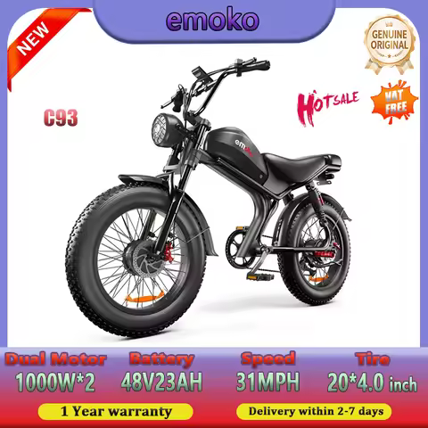 emoko C93 E-bike 2000W Dual Motor 48V23AH Battery All-Terrain Electric Bicycle 20*4.0 Fat Tire Elect